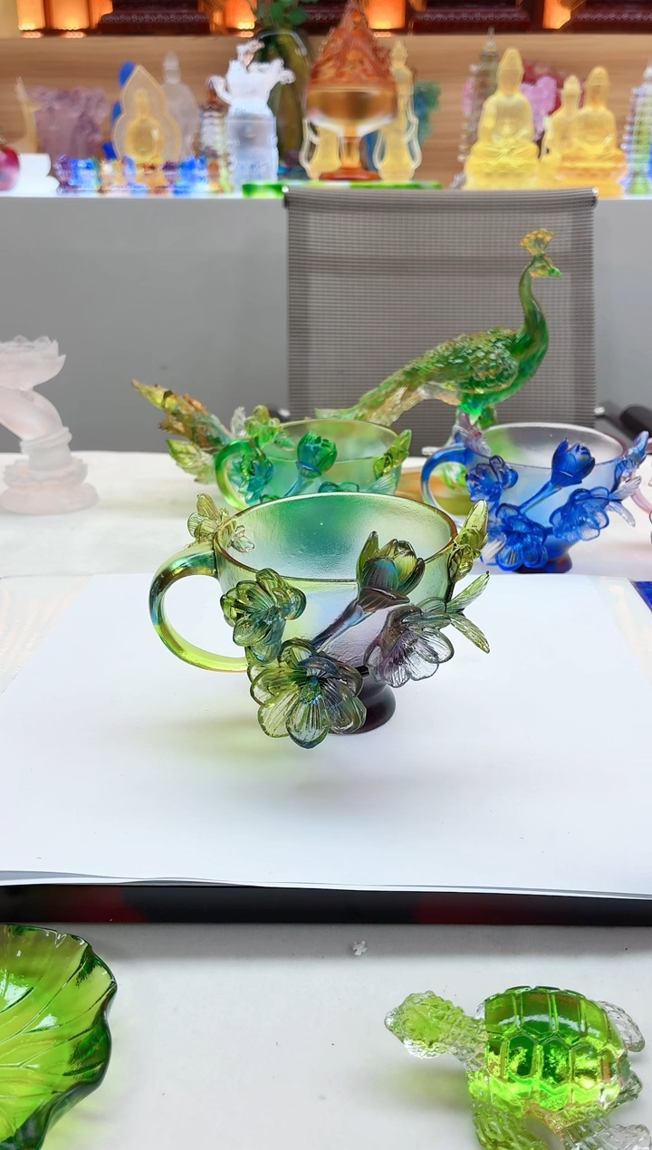 手工艺品琉璃彩色兰花咖啡杯