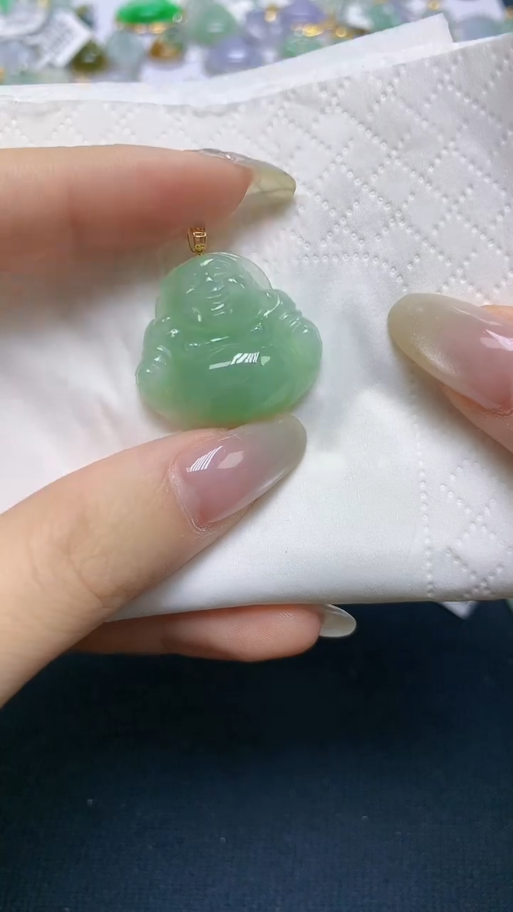 【闪购商品】翡翠18K金镶嵌颈饰天然缅甸A货翡翠