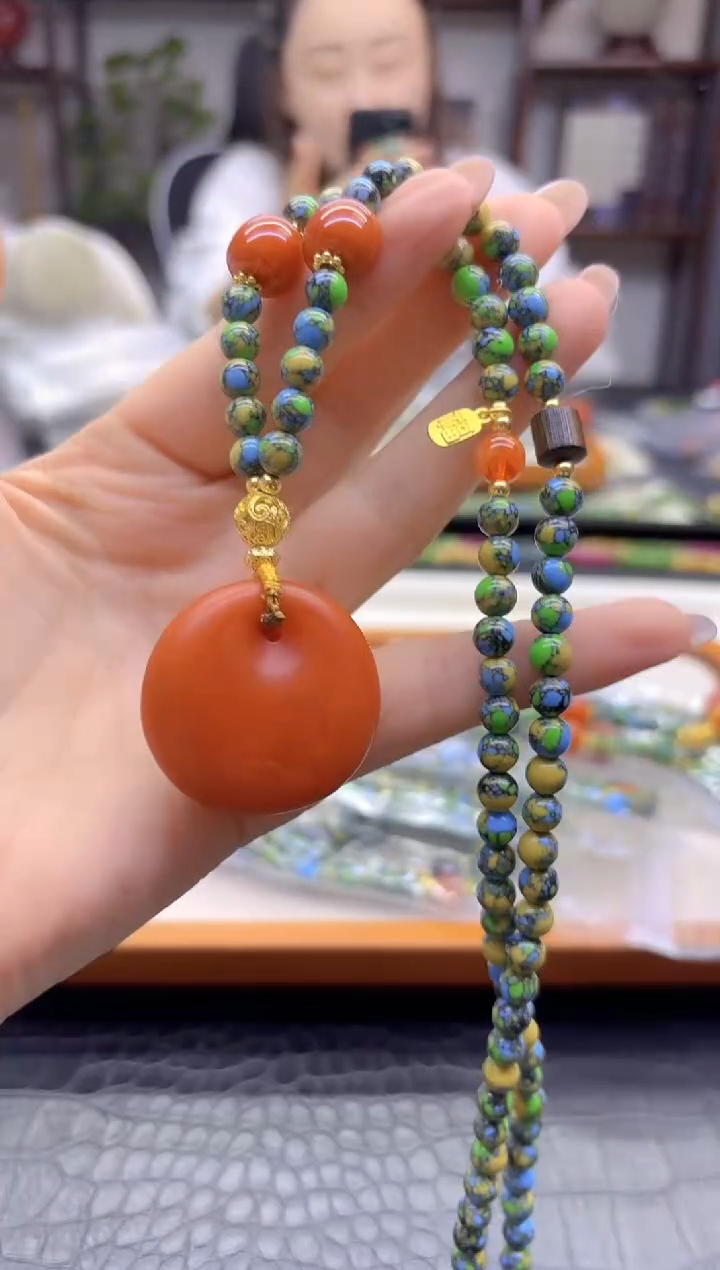 蜜蜡毛衣链未镶嵌DIY款M12