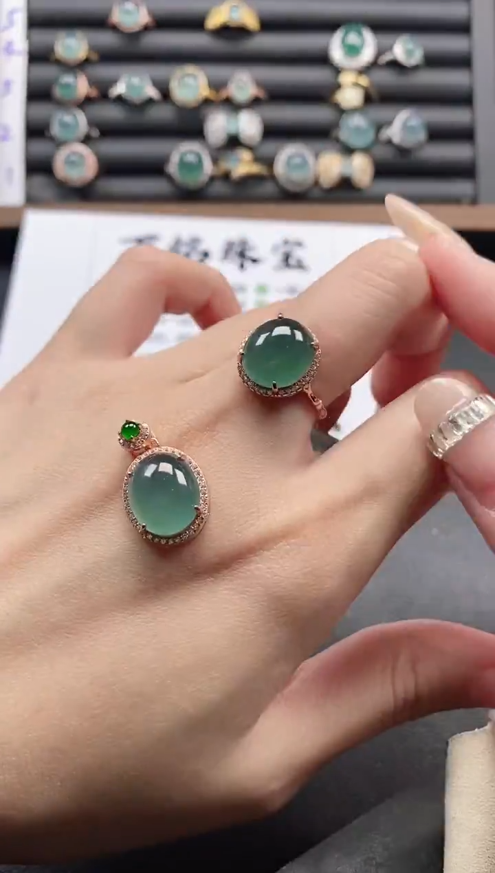 银S925镶嵌戒指翡翠51511