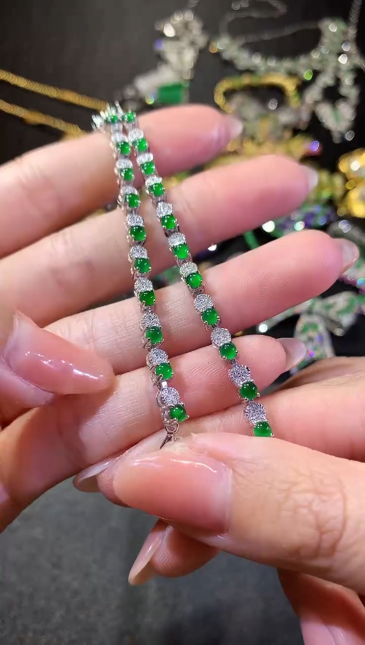【闪购商品】翡翠手链银S925镶嵌237手链（多样性发货一件