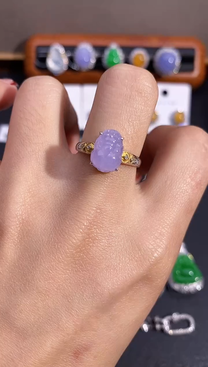 【闪购商品】翡翠戒指18K金镶嵌戒指