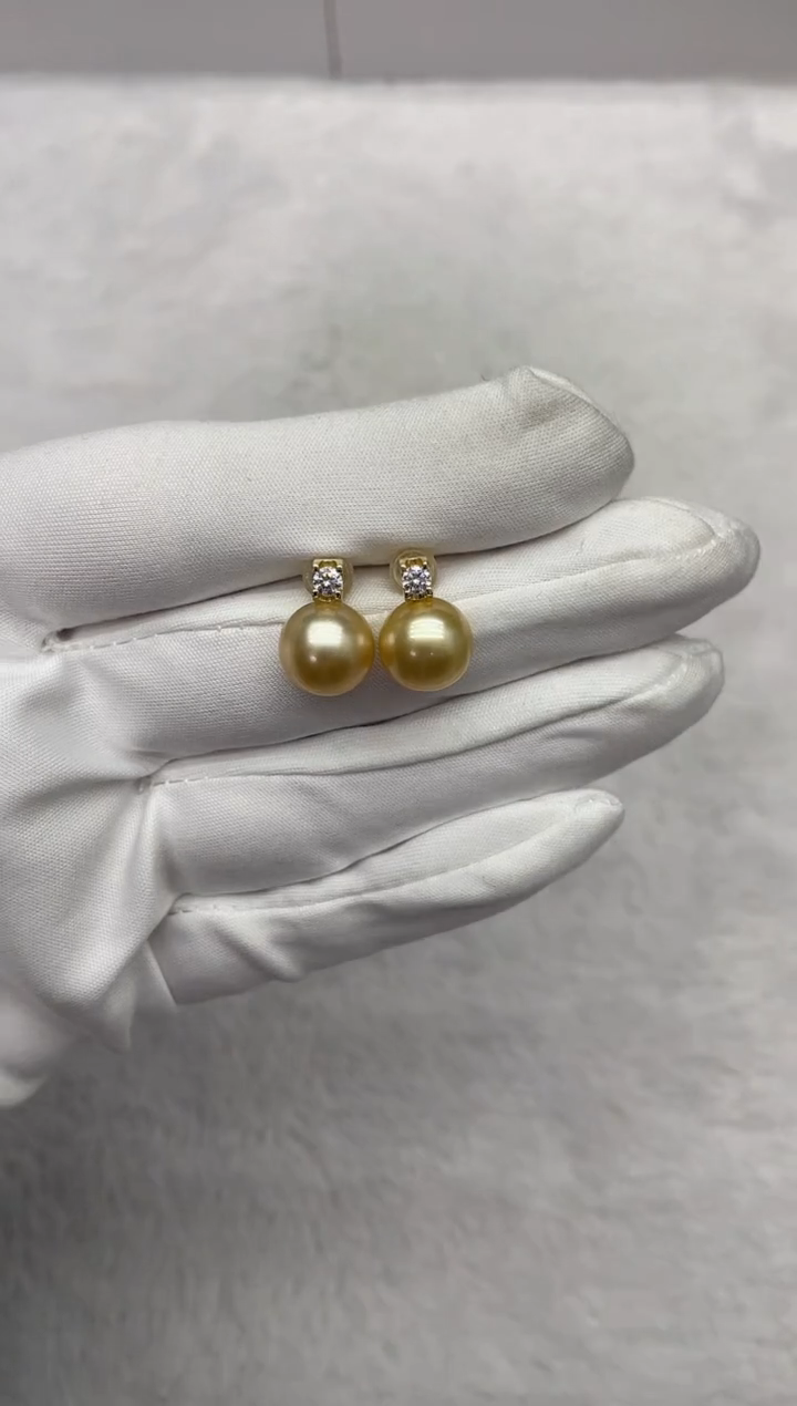 【闪购商品】海水珍珠耳饰未镶嵌南洋金珠戴妃款10-11mm