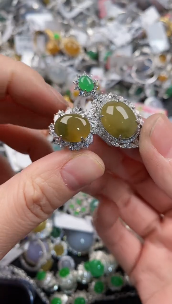 银S925镶嵌戒指翡翠10                    7