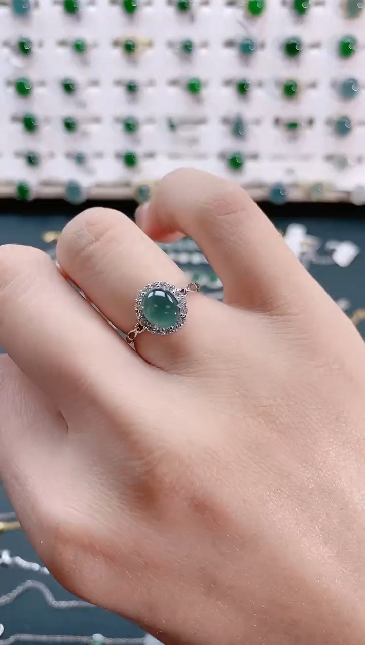 【闪购商品】翡翠戒指银S925镶嵌天然翡翠