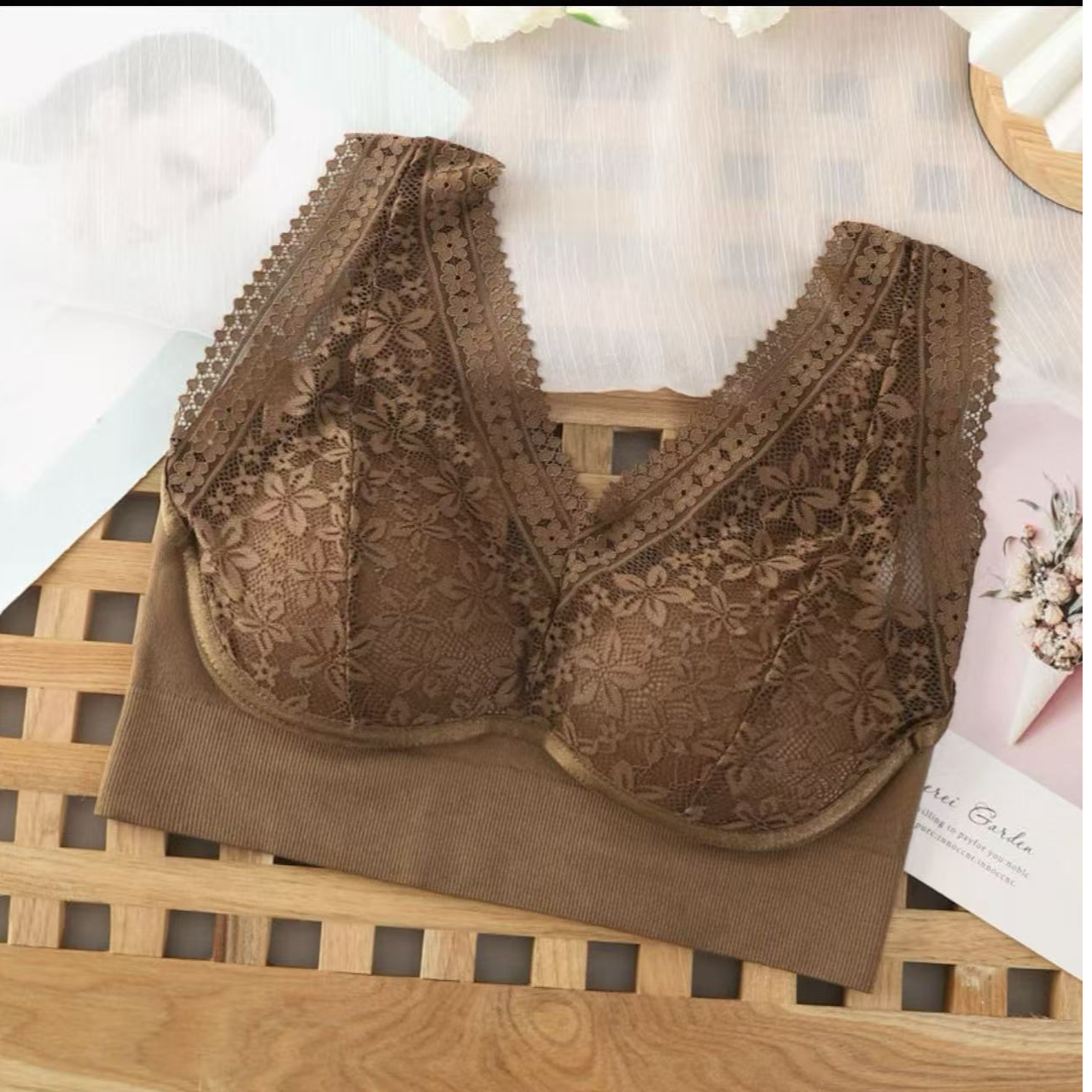 8627-大胸显小（咖啡）加宽侧比遮盖副乳美背文胸