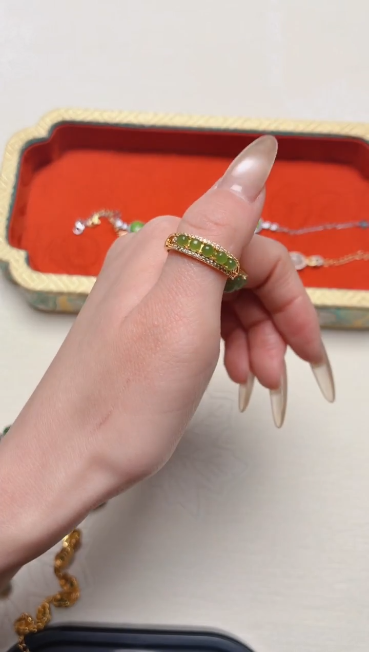 银S925镶嵌和田玉珠宝半成品10