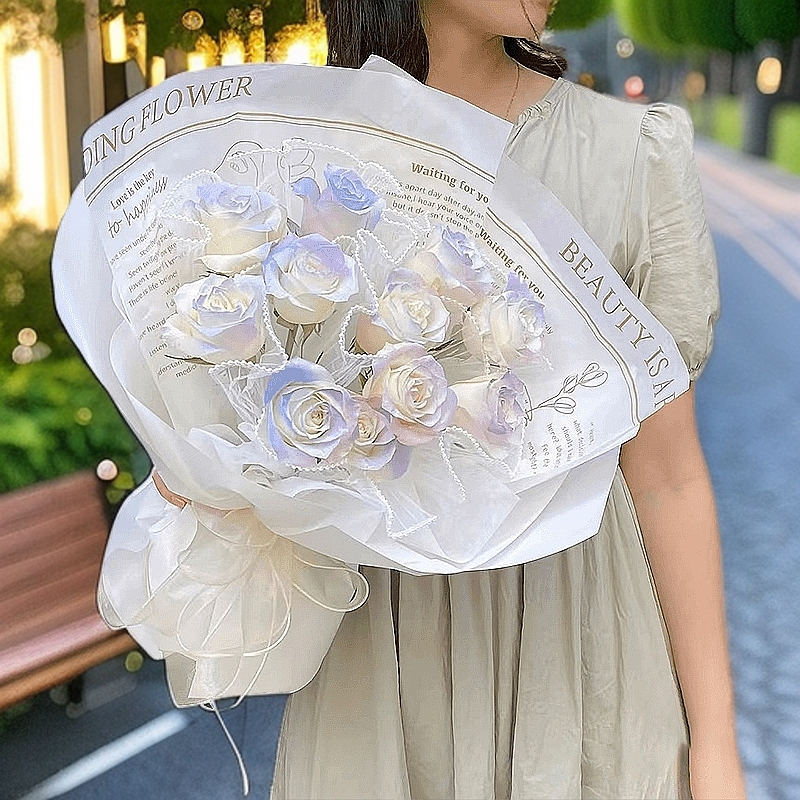 彩色人鱼姬玫瑰花束送女友闺蜜生日鲜花订购全国花店同城配送花