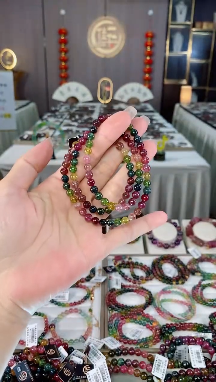 收藏级老矿碧玺三圈手串5.7mm+未镶嵌碧玺多样性发一条hon