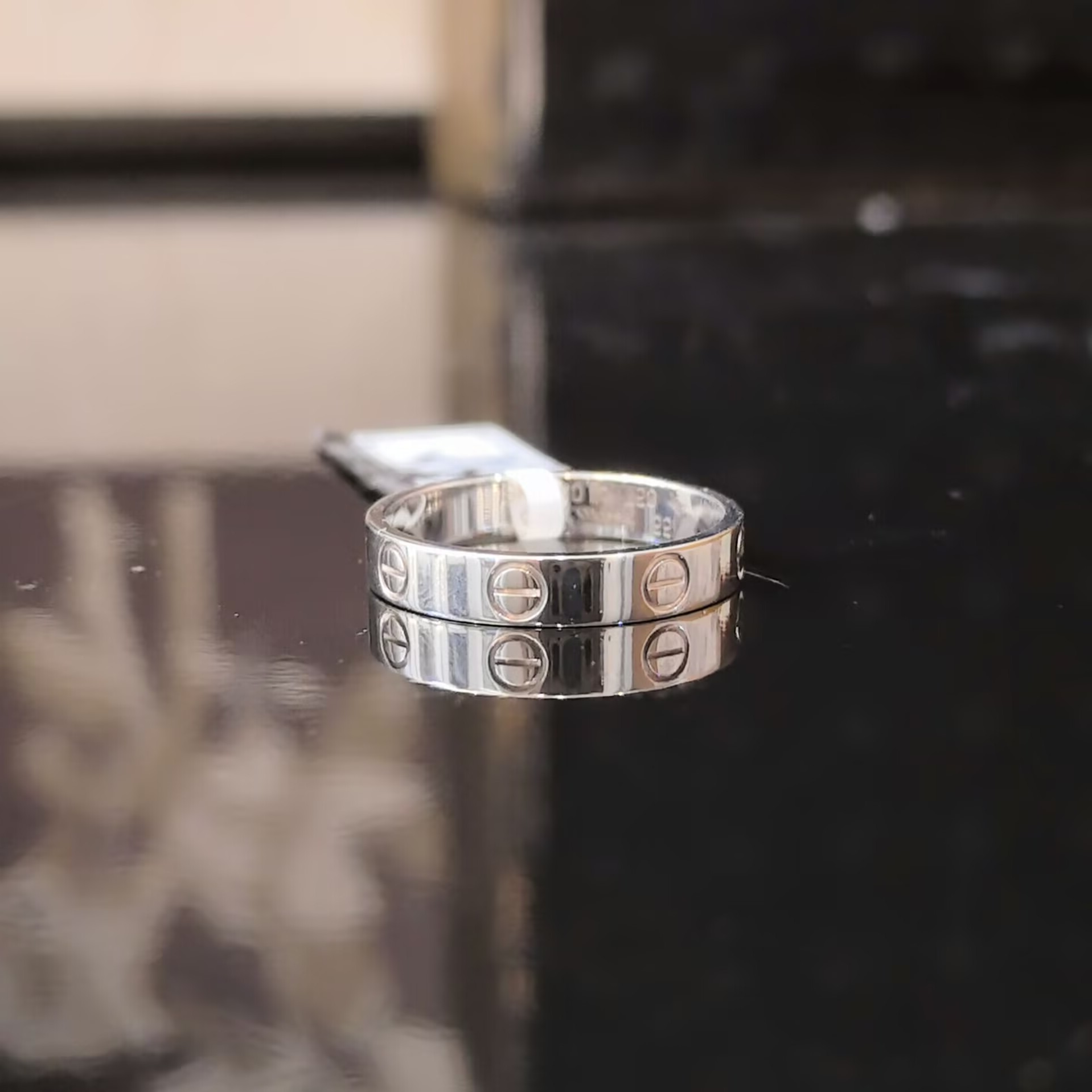 99新 Cartier/卡地亚 LOVE/窄/18k白金/卡地亚love戒指