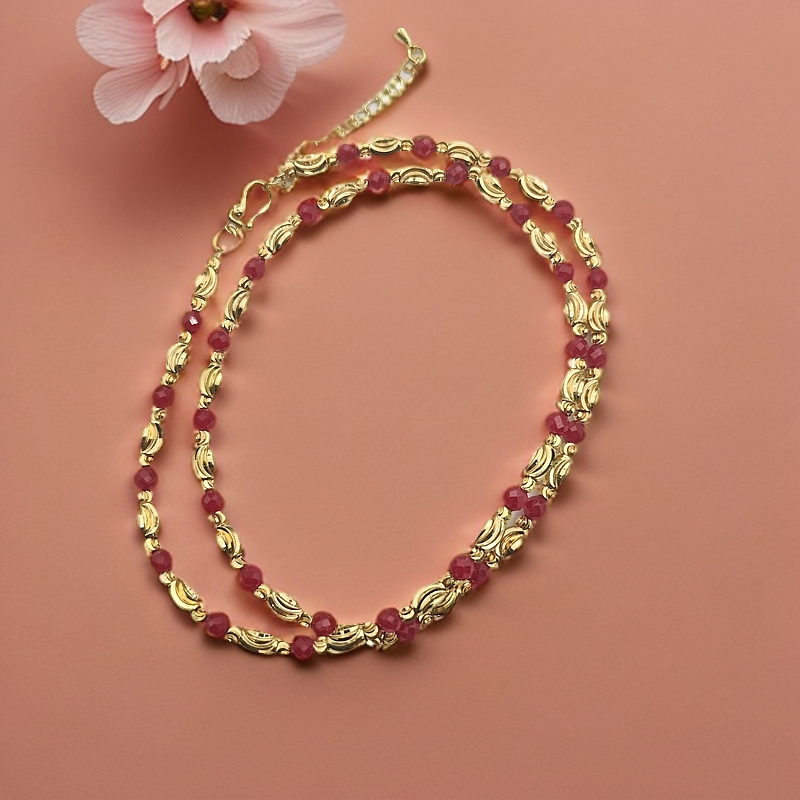 【顾佳珠宝】 【证书+礼盒】 精美合金镶嵌人工培育红宝石项链BX12986