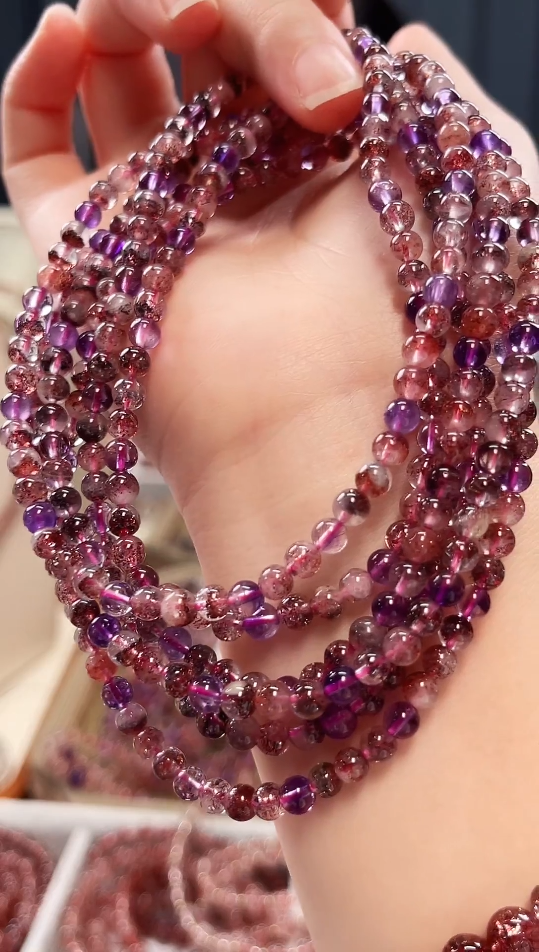 未镶嵌手串水晶金草莓超七三圈手串4mm【多样性发一】