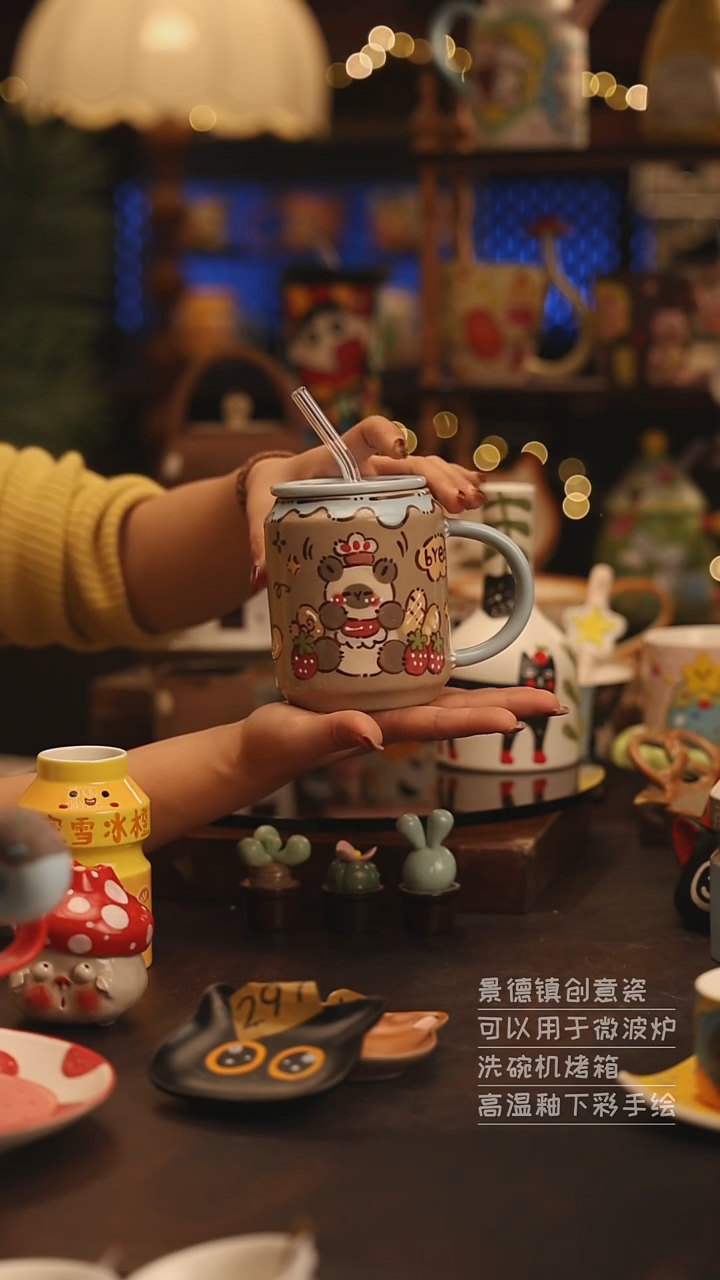 陶瓷景德镇可爱陶瓷釉下彩绘设计师款