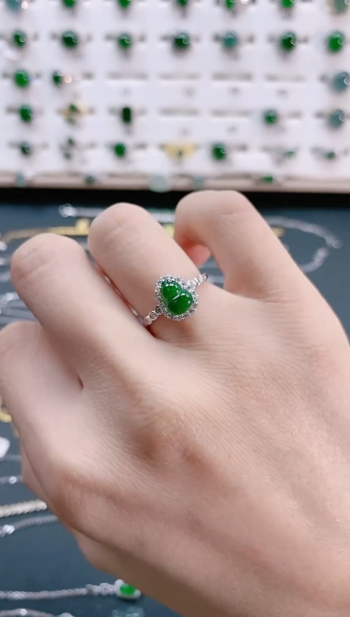 【闪购商品】翡翠戒指银S925镶嵌天然翡翠