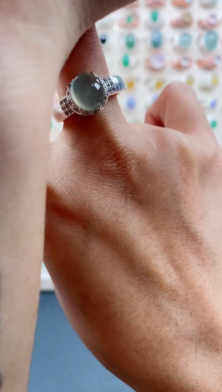 【闪购商品】翡翠戒指未镶嵌缅甸天然A货翡翠222  4+4