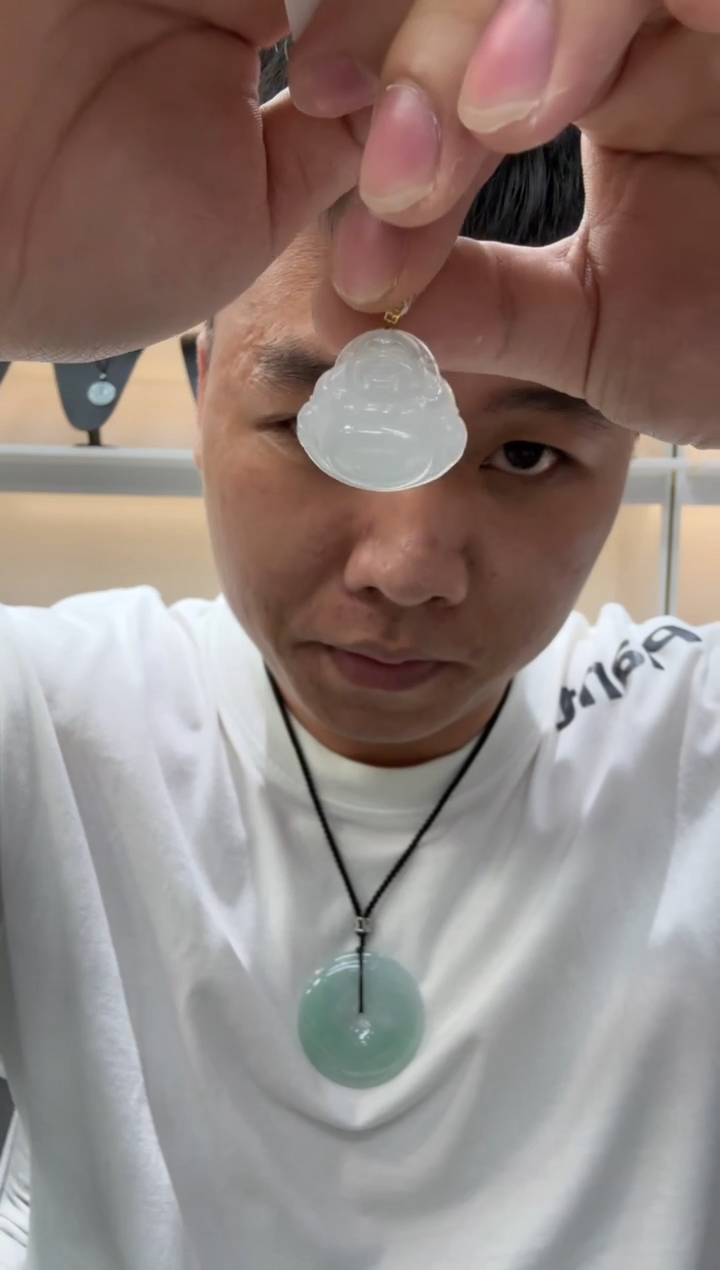 翡翠挂件18K金镶嵌多样性天然翡翠A货孤品一件