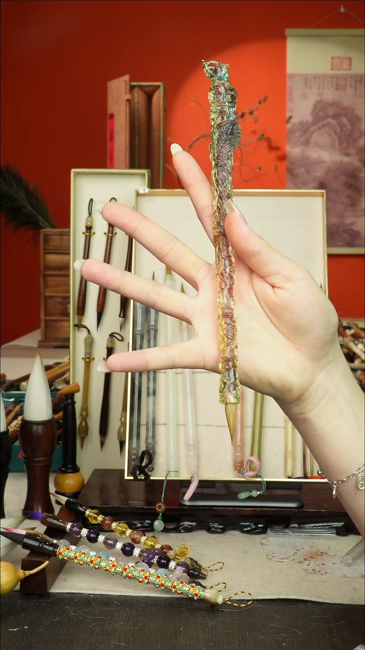 25号闪孤品高货毛笔链接 清水试笔 蘸墨不退