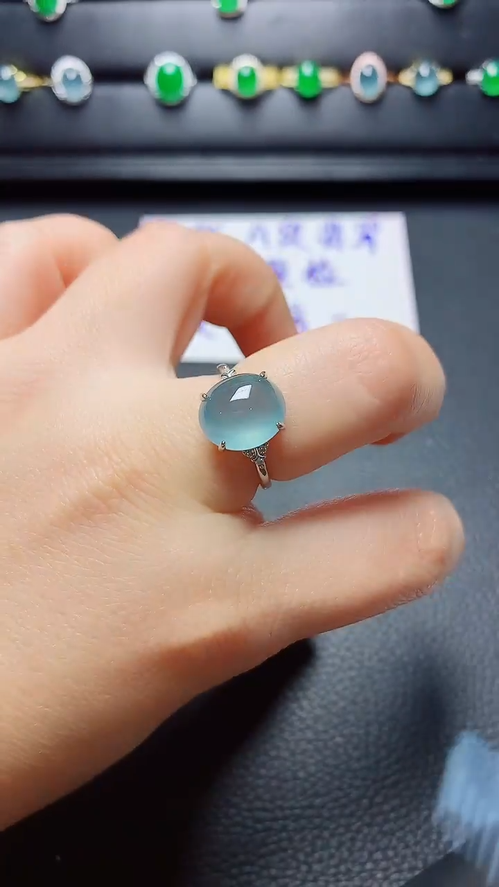 银S925镶嵌戒指翡翠天然翡翠A货s925银镶