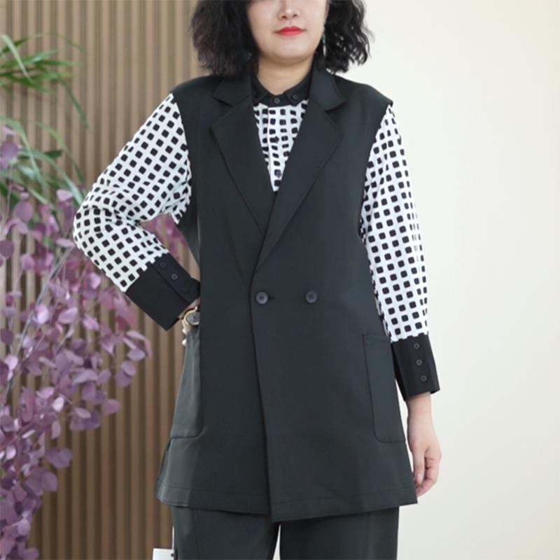 极简立体剪裁马甲女大码弹力柔软舒适百搭休闲时尚西服背心外搭潮