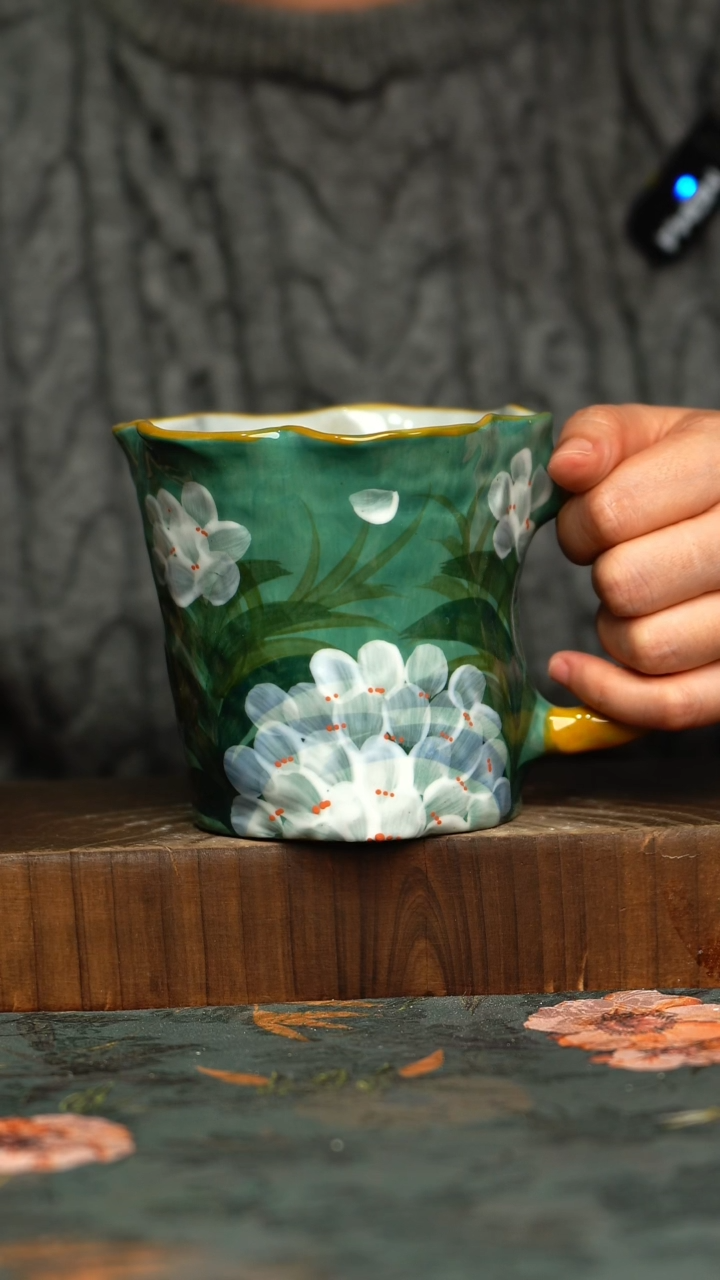 杯釉下彩手工手绘同款陶器