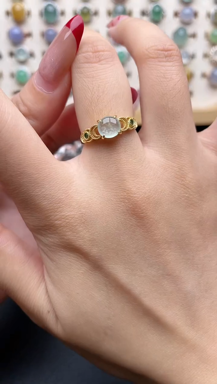 【闪购商品】翡翠戒指银S925镶嵌一物一证一礼盒