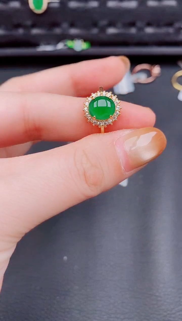 【闪购商品】翡翠戒指银S925镶嵌天然a货翡翠464