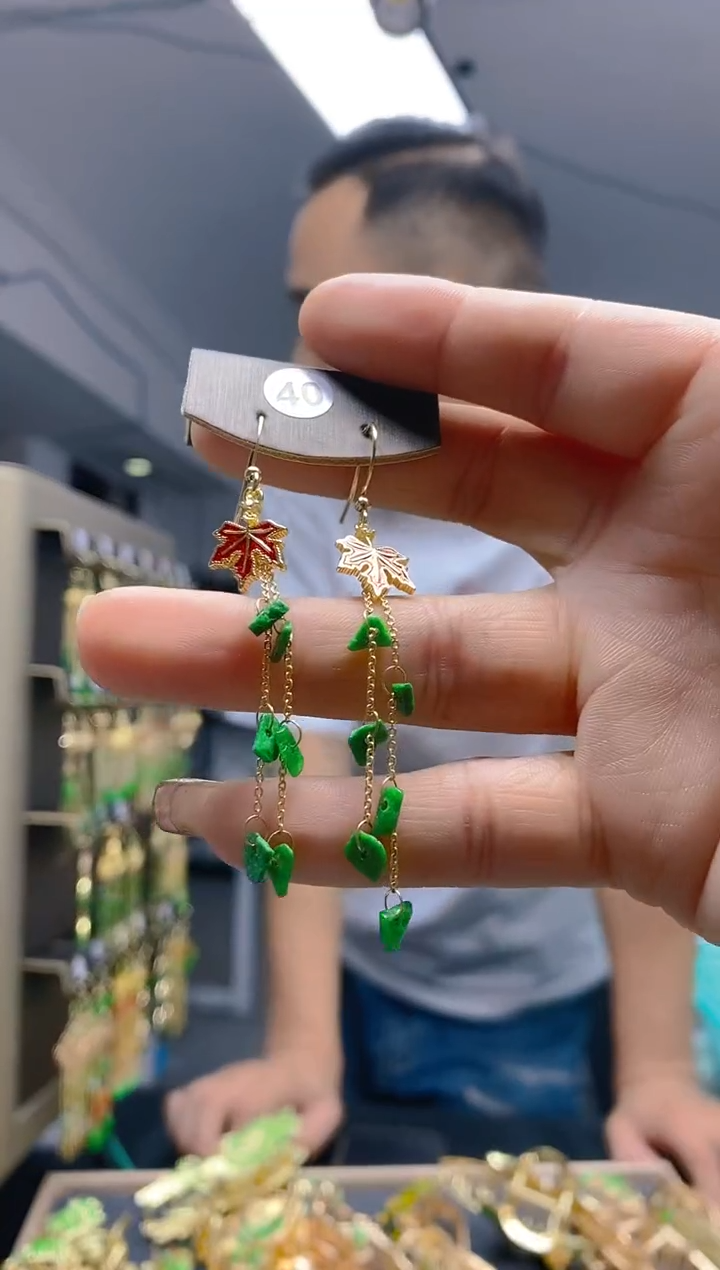 【闪购商品】翡翠耳饰合金0366翡翠耳钩