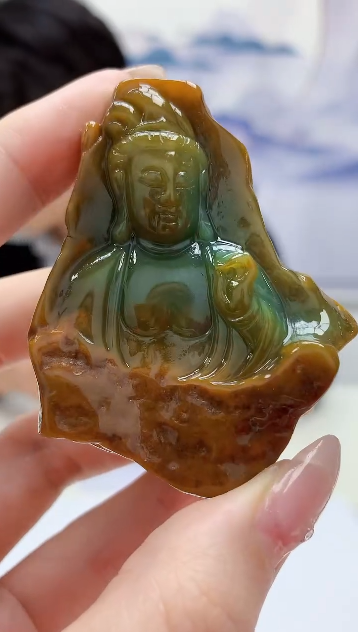 【闪购商品】定制翡翠未镶嵌5145jw-毛货观音赠珠链90