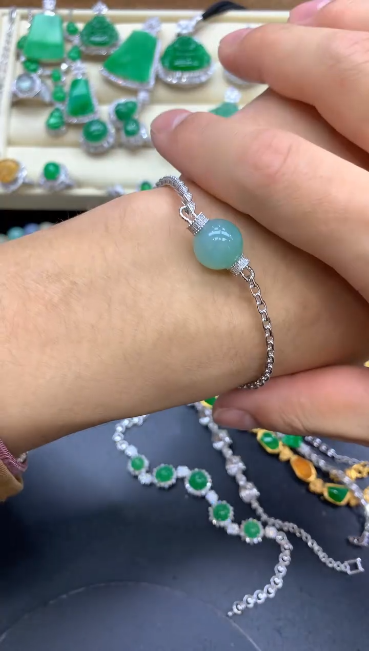 【闪购商品】翡翠手链18K金镶嵌413-中国好珍宝