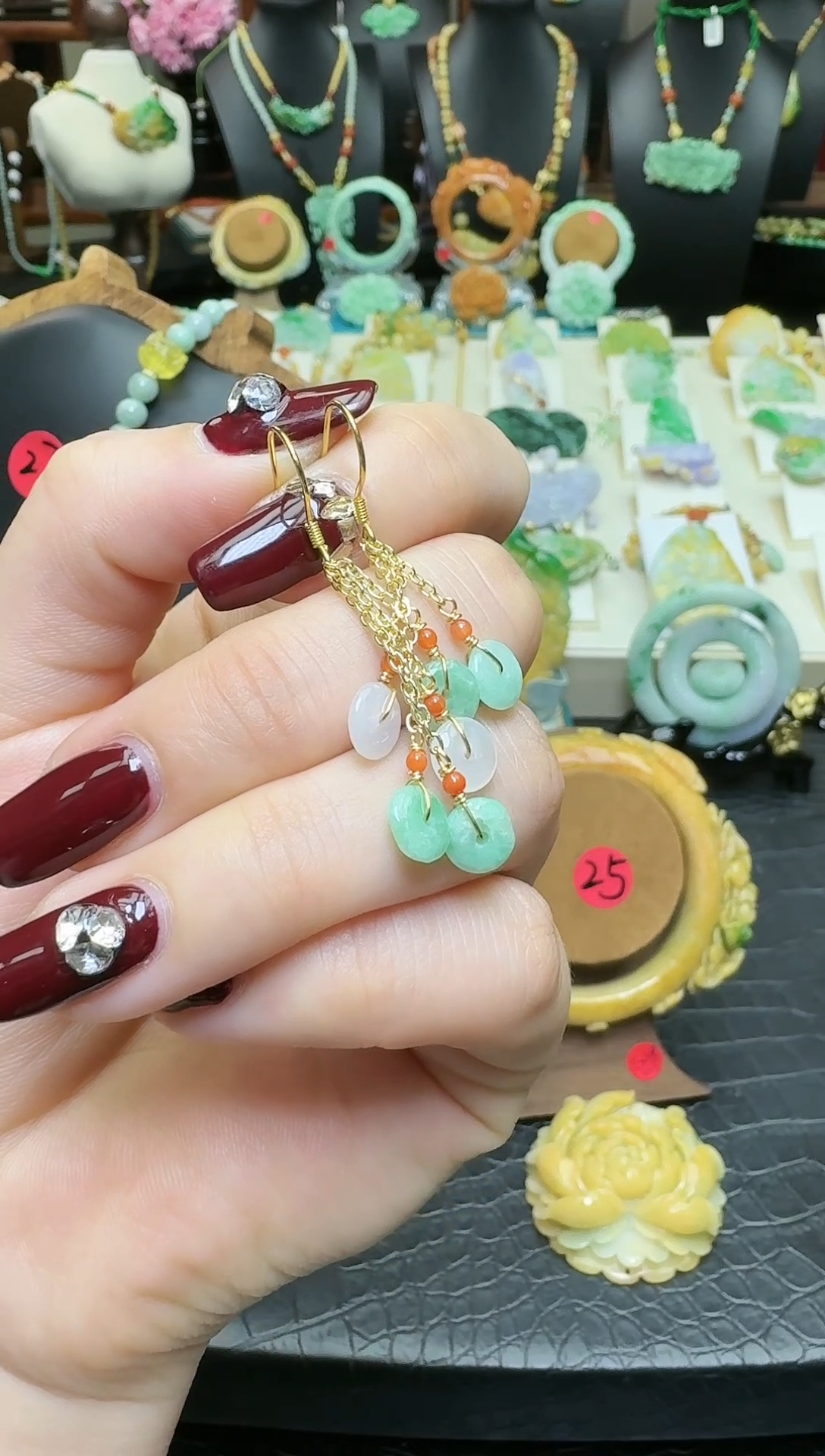 【闪购商品】翡翠耳坠银S925镶嵌天然翡翠平安扣耳坠