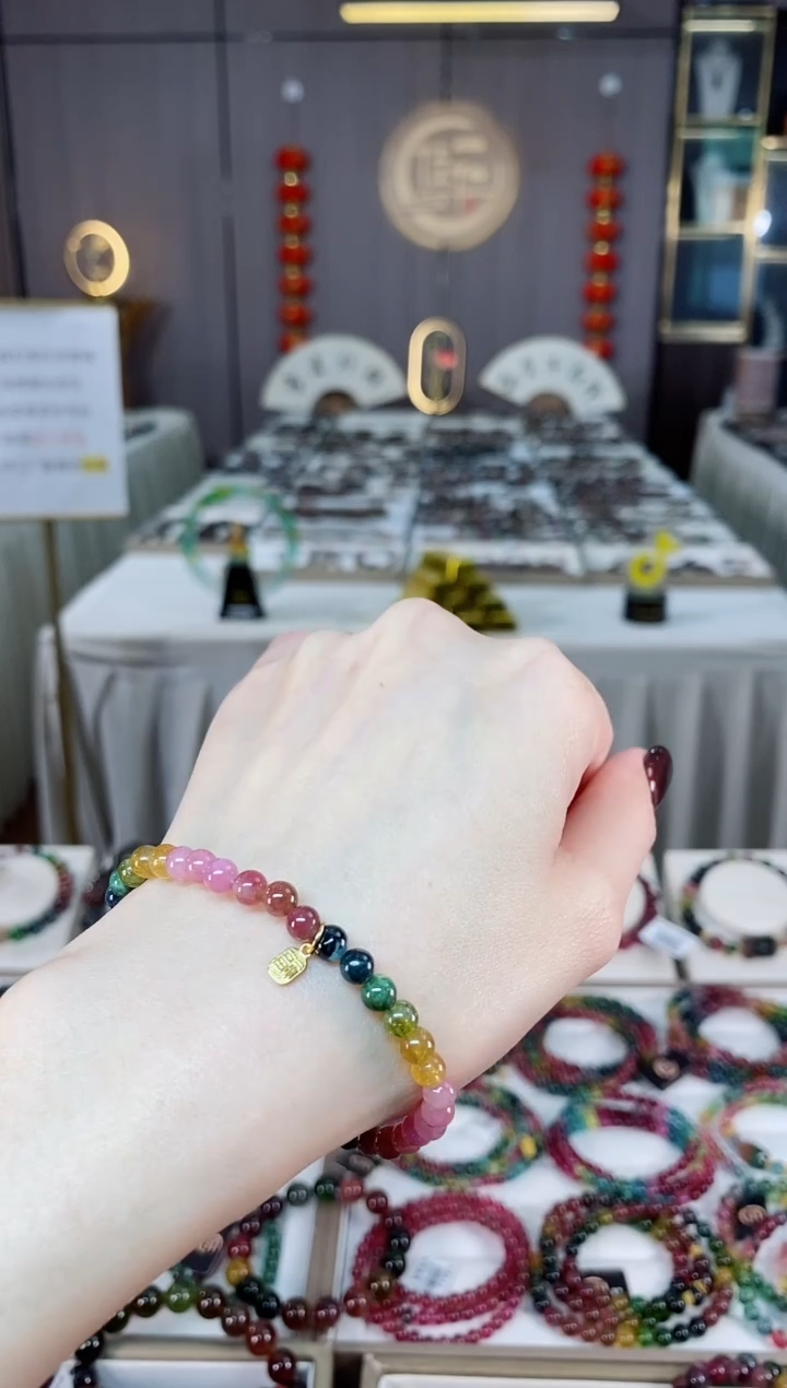 未镶嵌老矿碧玺单圈手串5mm+碧玺dan多样性发货一条