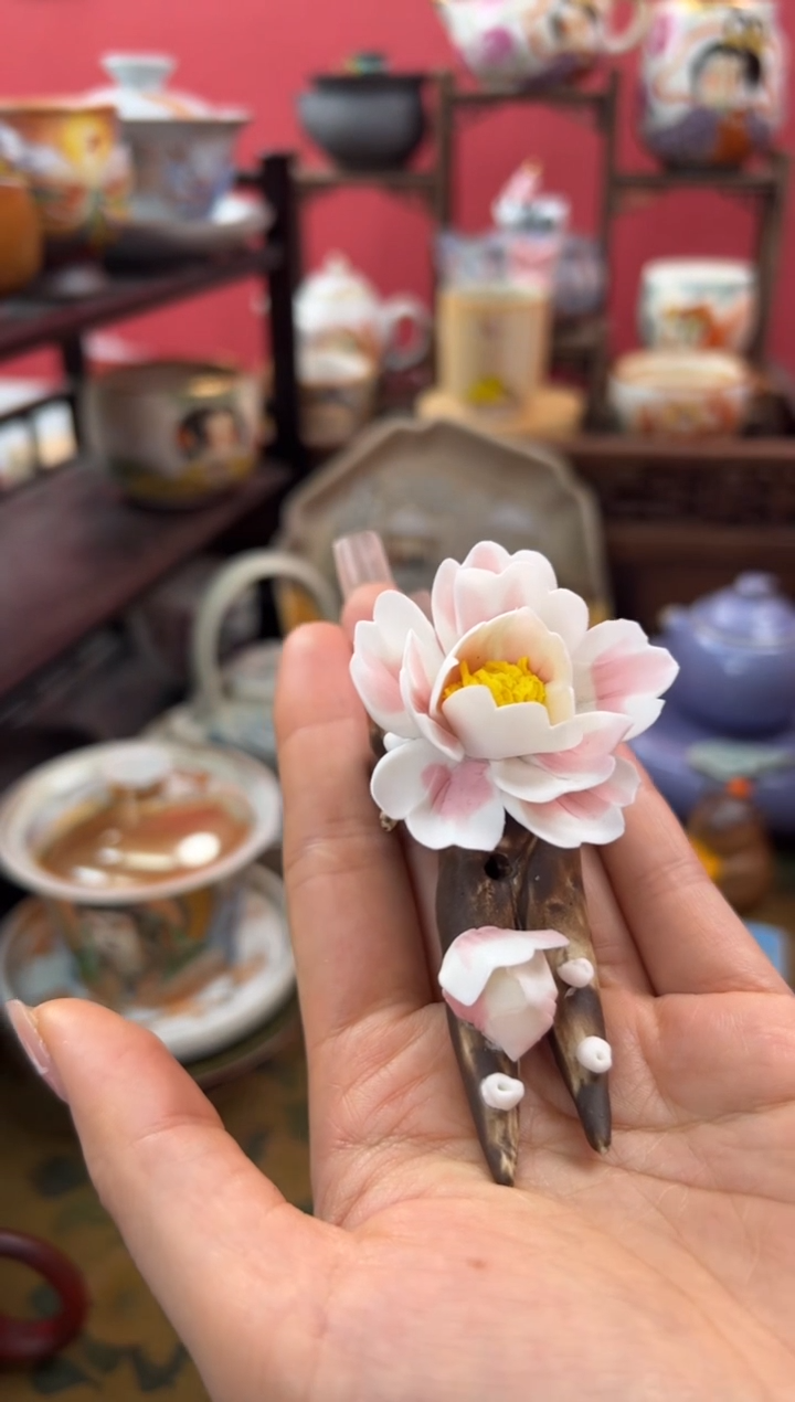 【闪购商品】手捏粉牡丹花枝香插