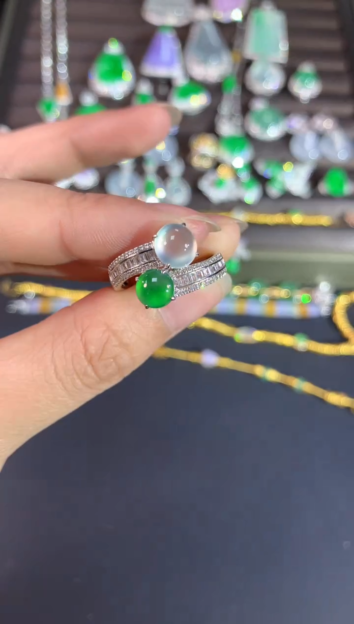 【闪购商品】翡翠戒指18K金镶嵌A630|14800