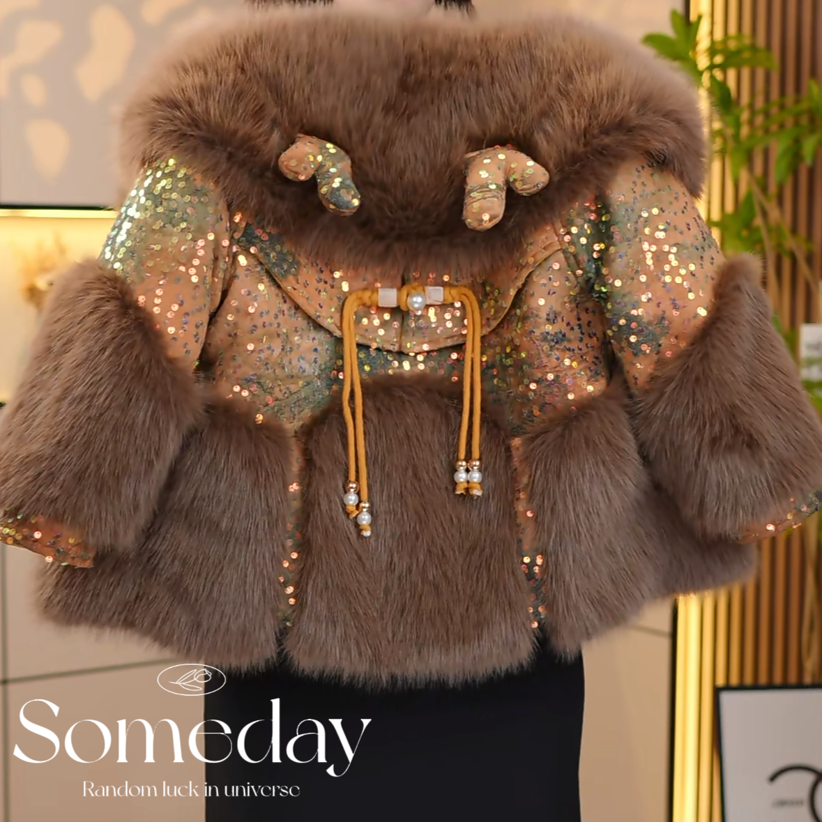 现货-女童新年冬装2024新款洋气加绒加厚中长款草草外套