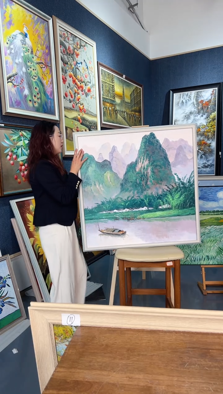 【闪购商品】油画19号手绘油画80*80 绿色风景