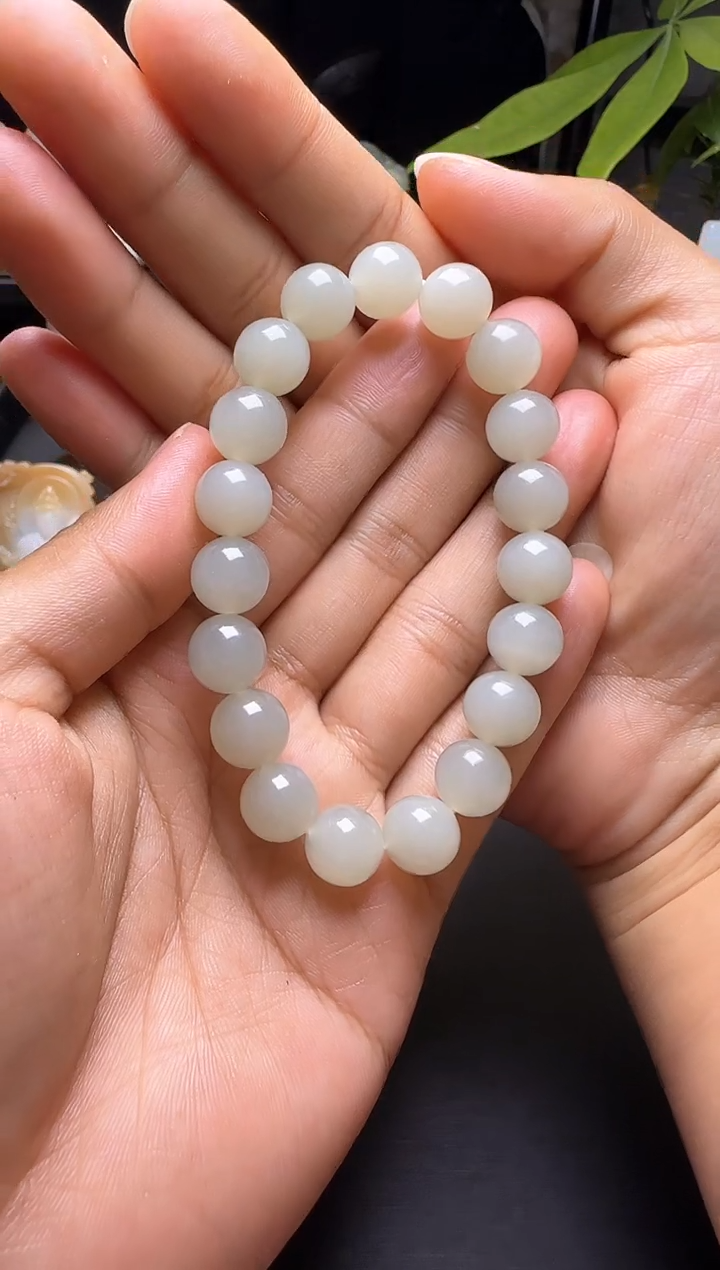 【闪购商品】和田玉（糖玉）手链未镶嵌新疆和田玉近矿卡10手串