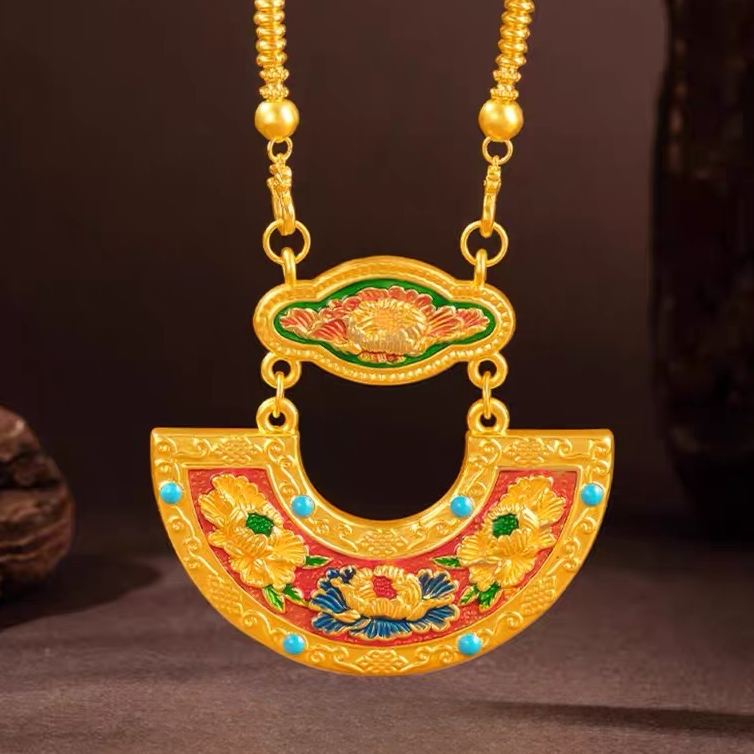 【瑶瑶专享】足金999投资金5D祥云牡丹双钩黄金吊坠 HJD893