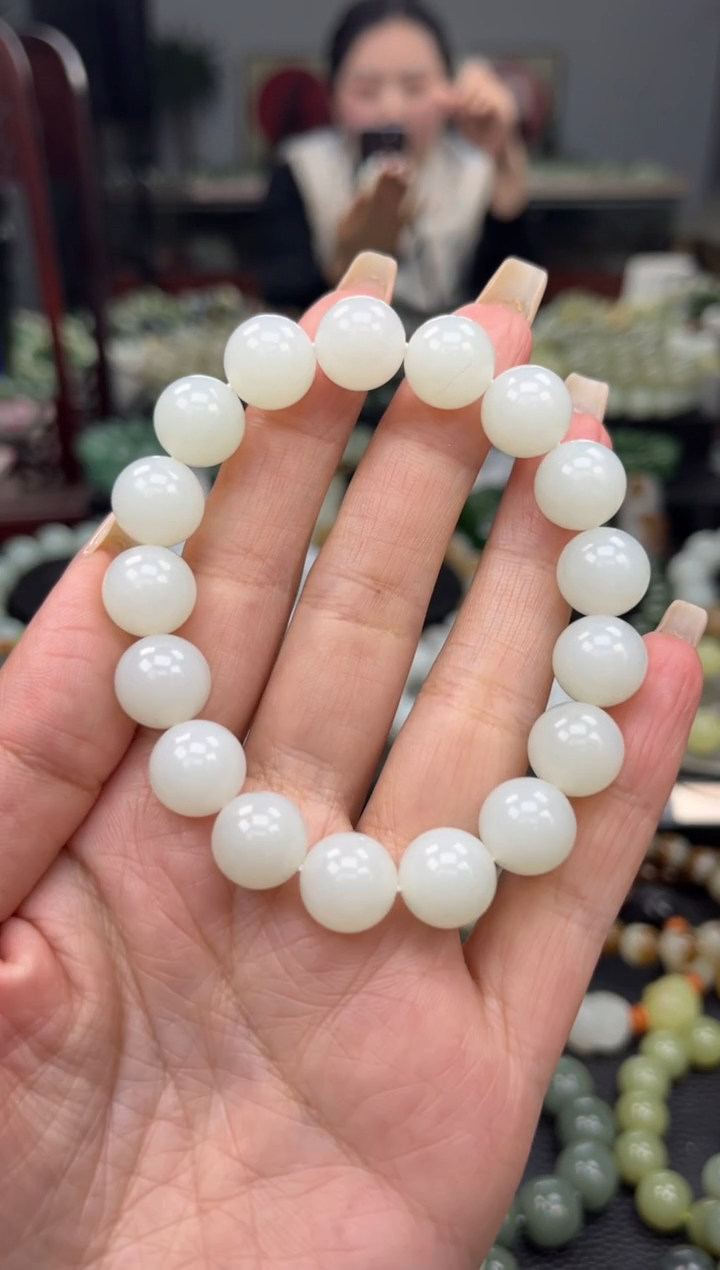 【闪购商品】和田玉手串未镶嵌新疆且末金山白玉卡12