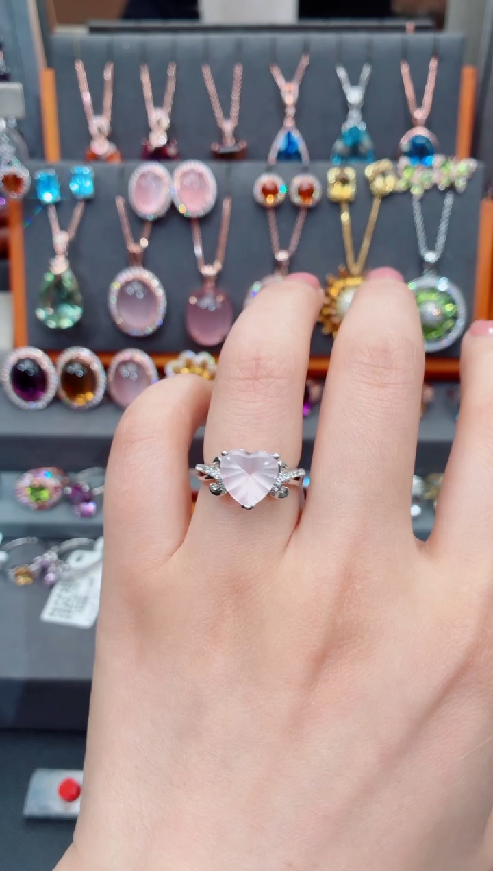 银S925镶嵌戒指水晶s***n水晶戒指 15#