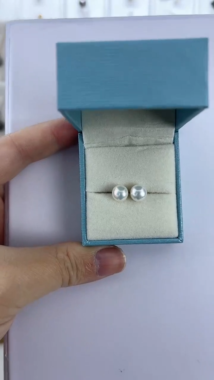 【闪购商品】淡水珍珠耳饰未镶嵌25天然极光珍珠奥白光耳钉约7-8