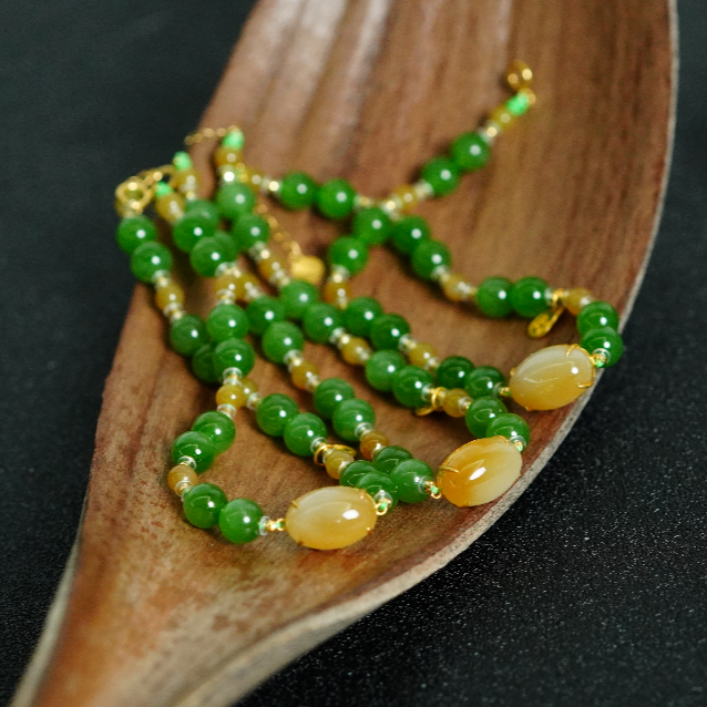 18K金和田玉碧玉手链5.5+（多样性发其一） DT122207