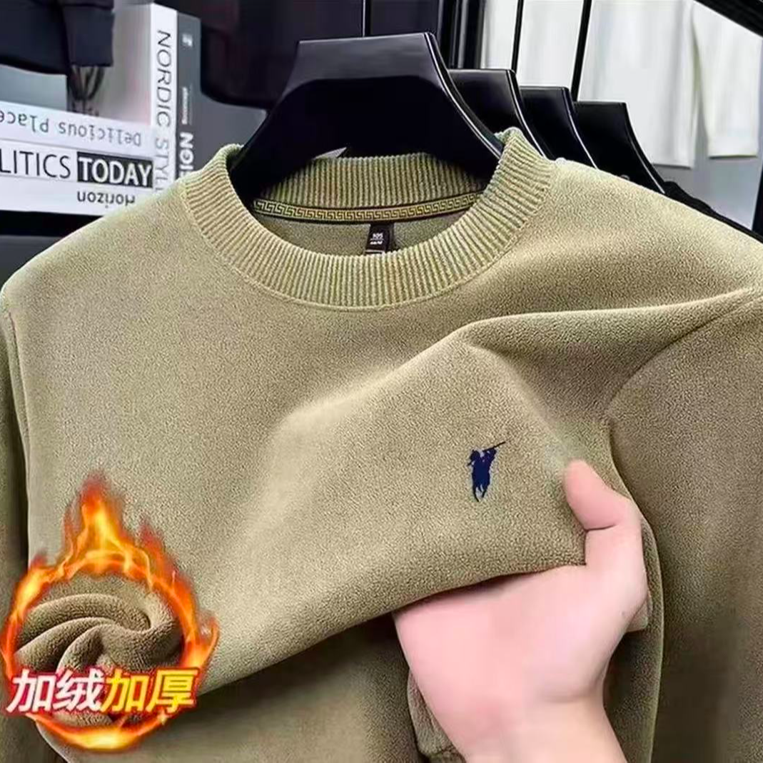 轻奢【双面奥粒绒】美式潮流刺绣保暖圆领上衣