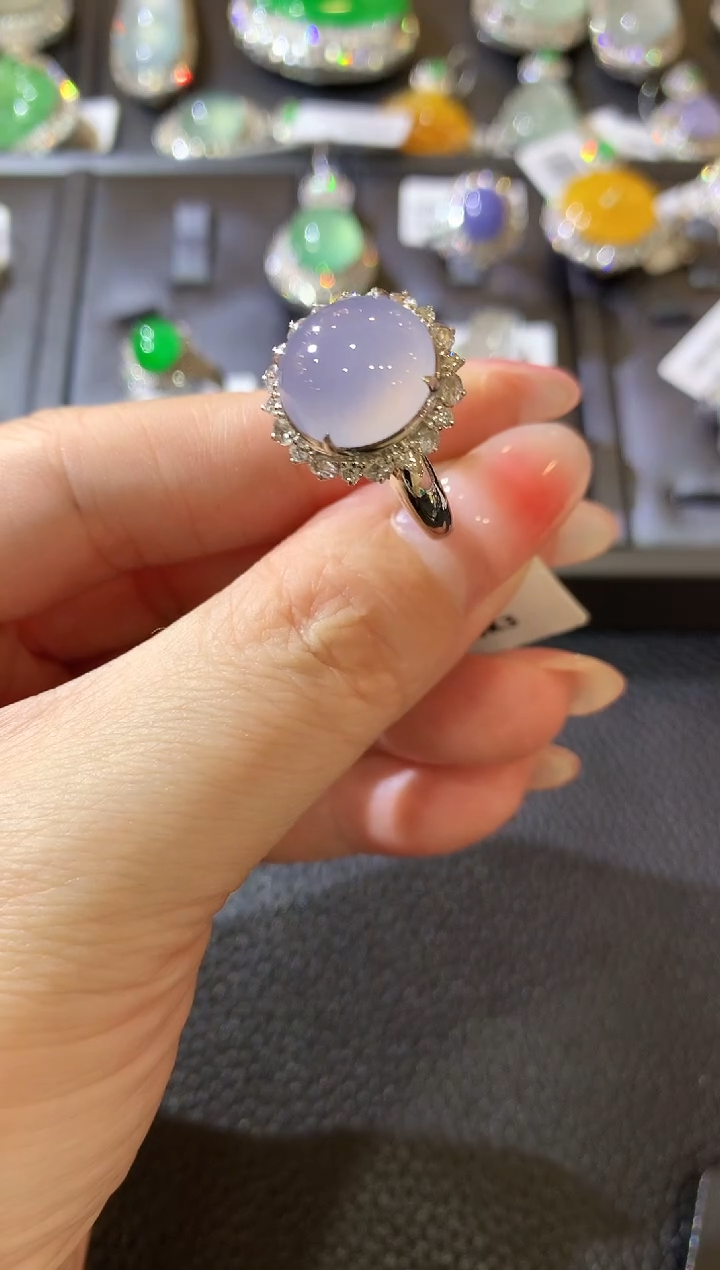 【闪购商品】翡翠戒指18K金镶嵌C102 紫货有一定色差