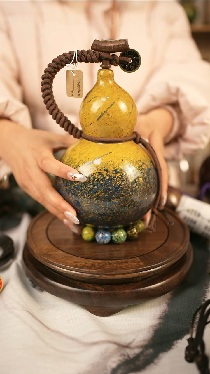 【闪购商品】247精品大漆酒葫芦送漏斗网兜底座