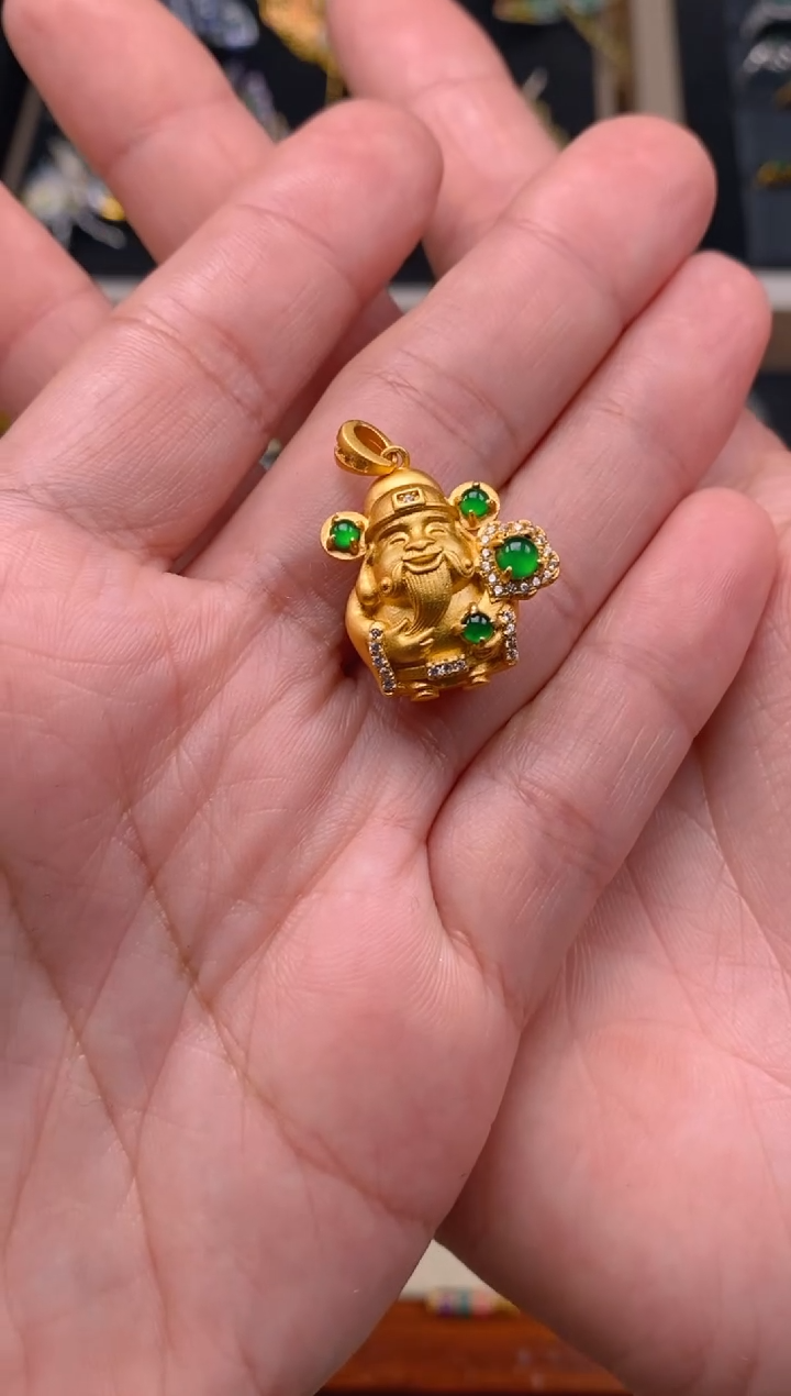 【闪购商品】翡翠颈饰银S925镶嵌财神