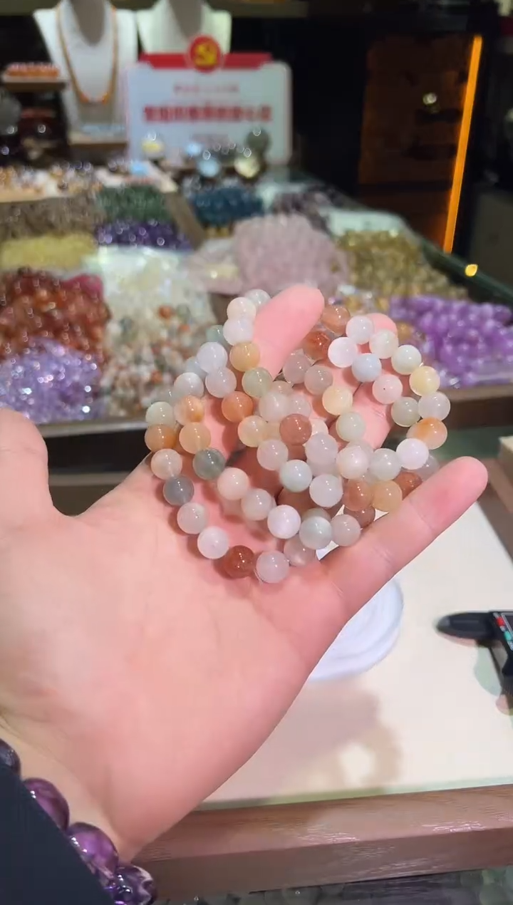未镶嵌手链水晶10mm+莫兰迪·彩兔毛（多样性发一）
