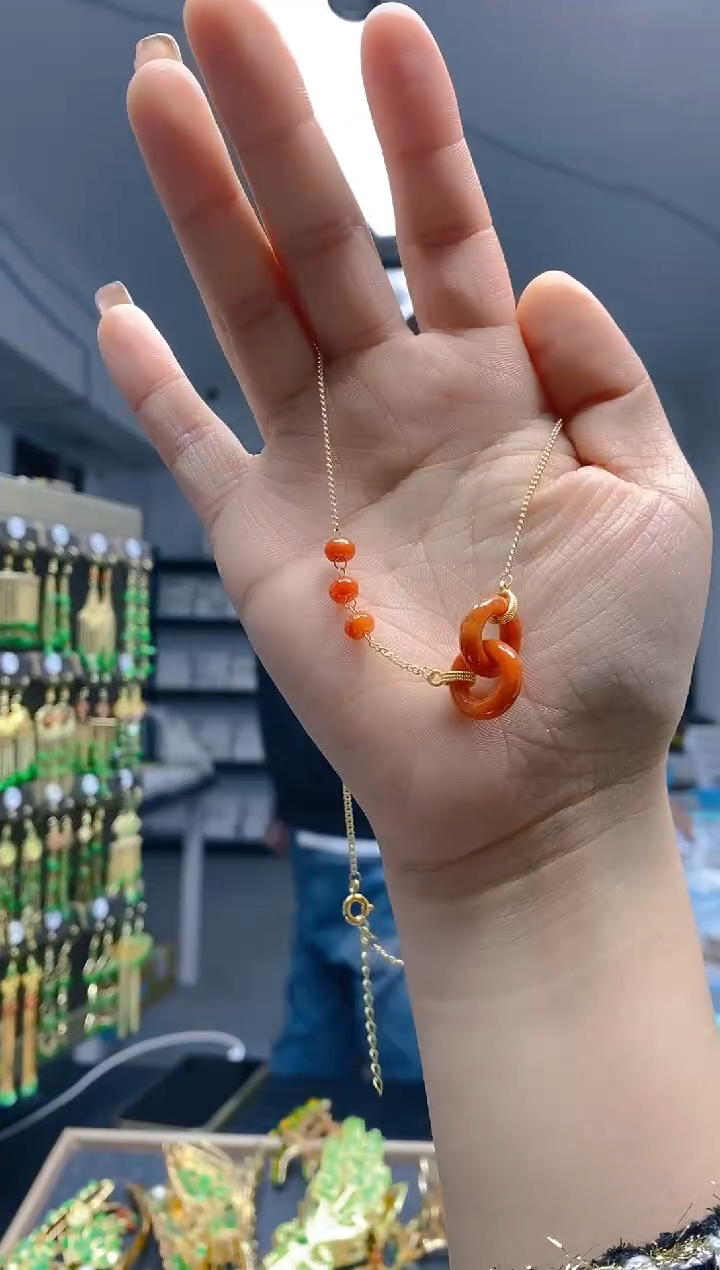 【闪购商品】翡翠耳饰合金0211翡翠锁骨链