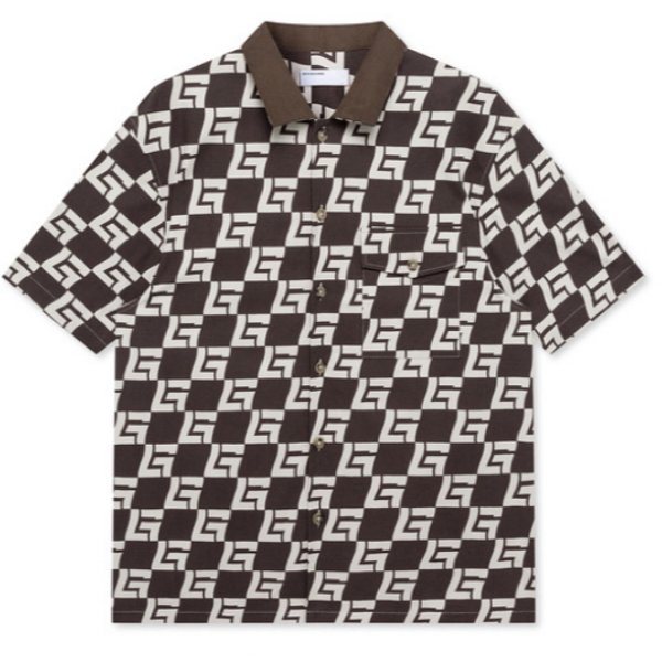 【G家】满印时尚潮流趣味淡格短袖衬衫T恤  春夏新款