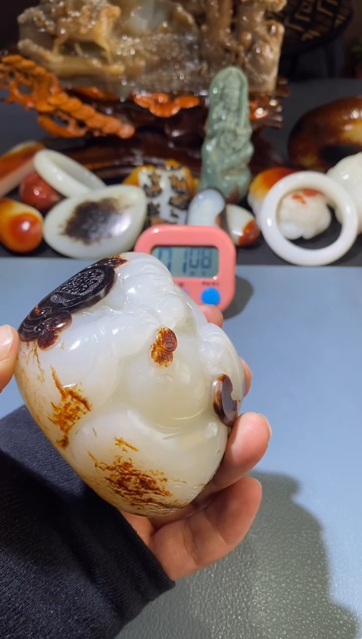 未镶嵌和田玉把件茶****.和田玉