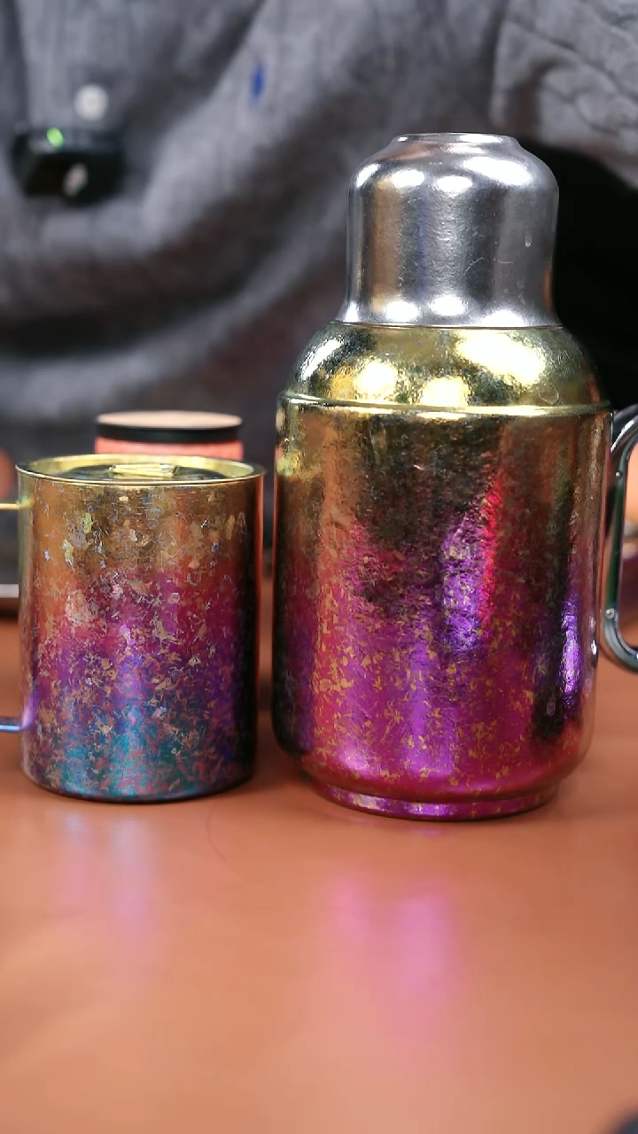 辉哥粉丝福利 小胖墩钛壶渐变色+纯钛马克杯+两罐稻米 渐变色